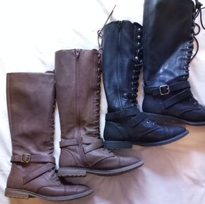 Black and Brown knee high boots
